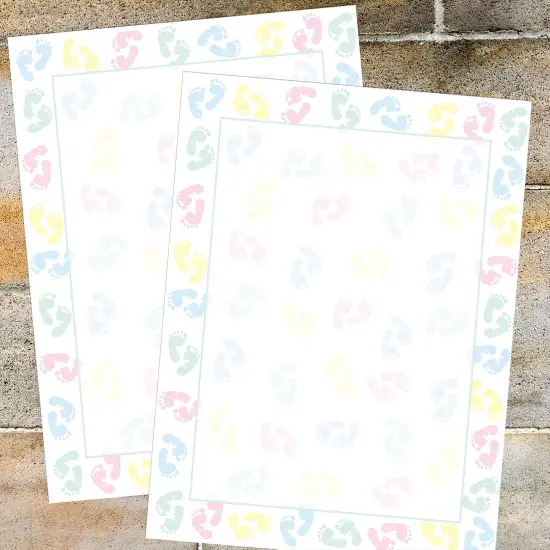 Great Papers! Baby Feet Stationery Letterhead, Invitations and Announcements, Printer Friendly, 8.5"x11", 80 Pack {3}