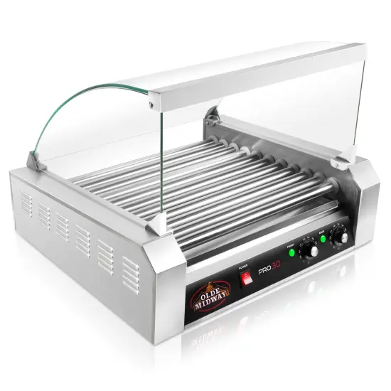 Olde Midway Hot Dog Rollers with Cover, Electric Grill Cooker Machines - Commercial Grade {2}