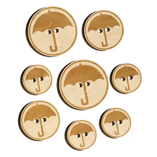 Umbrella Keep Dry Icon Wood Buttons for Sewing Knitting Crochet DIY Craft {7}