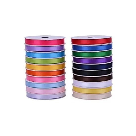 Ribest 1/4 Inch Solid Double Face Satin Ribbon Set for Gift Wrapping Hair Bows Craft Sewing-100 Yards (5 Yards*20 Colors) {1}