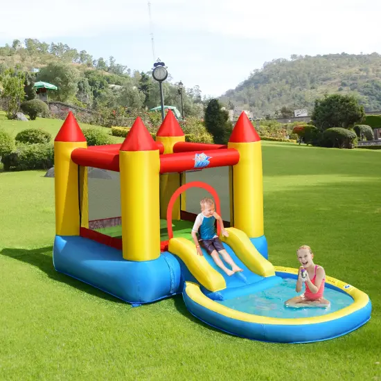 Inflatable Kids Slide Bounce House With 550w Blower {1}
