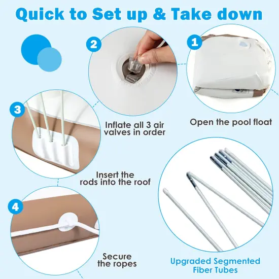 Inflatable Pool Float Lounge Swimming Raft With Large Canopy {6}