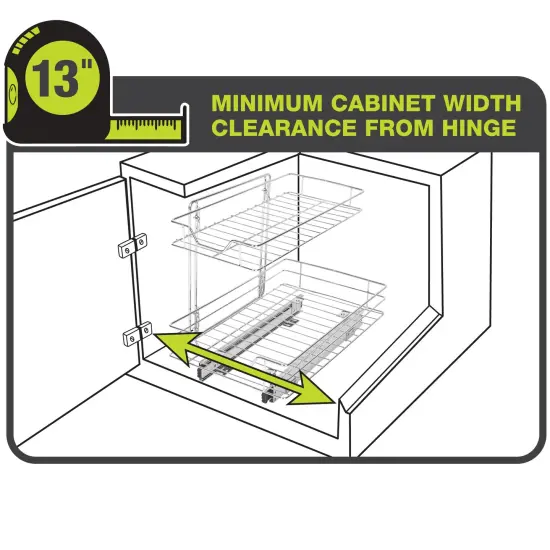 Smart Design 2-Tier Pull Out Cabinet Shelf - Medium - 14 x 18-32 - Chrome {5}