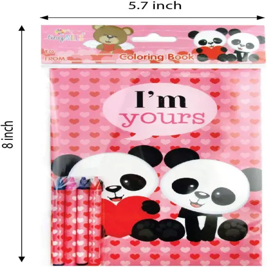 TINYMILLS Valentine's Day Coloring Book and Crayon Set for Kids Party Favors with 12 Coloring Books and 48 Crayons for Valentine's Day Party {3}