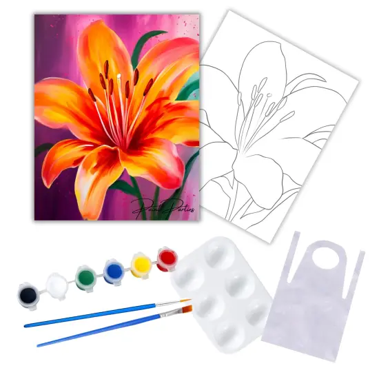 "Full Bloom" DIY Canvas Art Kit, Adult Beginner, Acrylic Paint Size 11x14 inch {1}