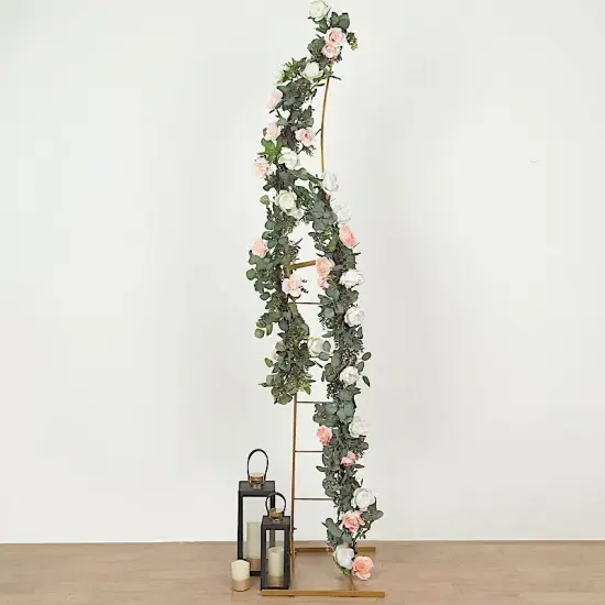 GOLD 8 ft Curved Metal Floral Display Frame Wedding Arch BACKDROP {2}