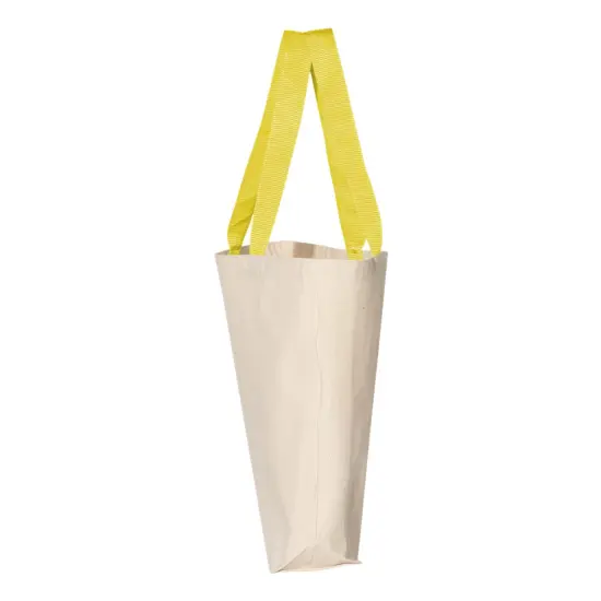 Q-Tees&reg; 11L Canvas Tote with Contrast-Color Handles Natural/ lime {3}