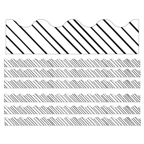 Kind Vibes Black & White Stripes Scalloped Borders, 39 Feet Per Pack, 6 Packs {1}