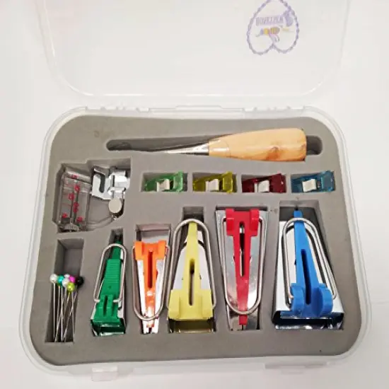 Bias Tape Maker Kits All 5 Sizes 6MM 9MM 12MM 18MM 25MM Binding Foot Craft Clips Awl Quilter's Pin {1}