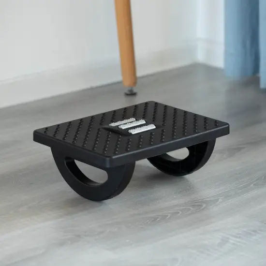 Black Rocking Footrest Massage Under Desk with Soothing Massage Points and Rollers, Swinging Foot Stool Support {6}