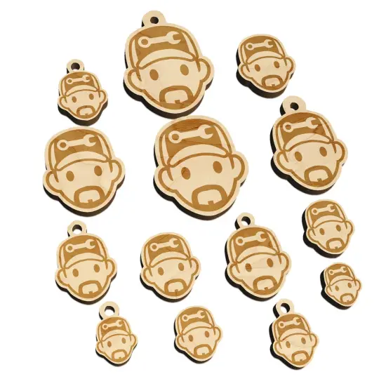 Occupation Mechanic Engineer Man Icon Mini Wood Shape Charms Jewelry DIY Craft {7}