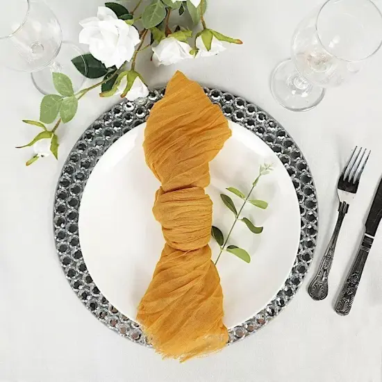 5 MUSTARD YELLOW Gauze Cheesecloth Cotton DINNER NAPKINS {5}