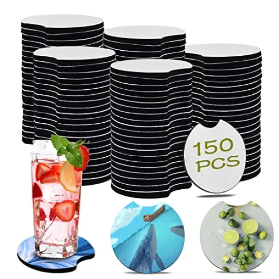 150 Pieces Sublimation Blank Car Coasters, 2.75 in Circular Opening Blank Sublimation Coasters for Thermal Sublimation DIY Crafts, Car Coasters. {1}