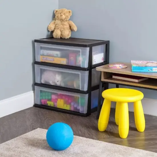 IRIS USA Wide 3 Drawer Plastic Storage Chests 2 Pack {5}