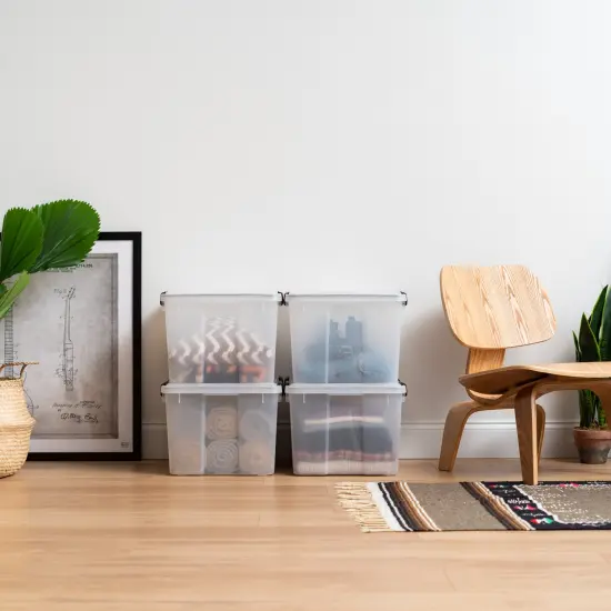 IRIS USA 46.6qt WEATHERPRO Airtight Plastic Storage Bin with Lid and Seal and 4 Secure Latching Buckles {6}