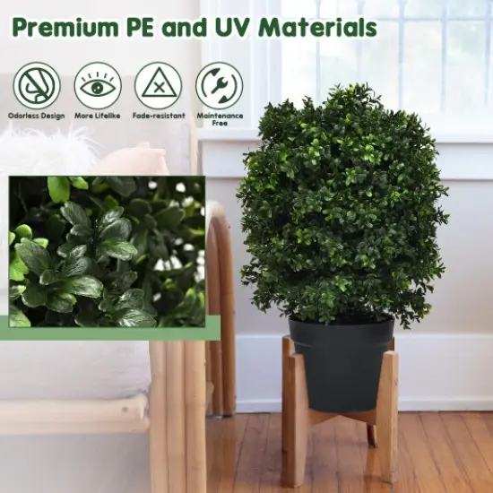 2 Pieces 24 Inch Artificial Decoration Boxwood Topiary Ball Tree {3}