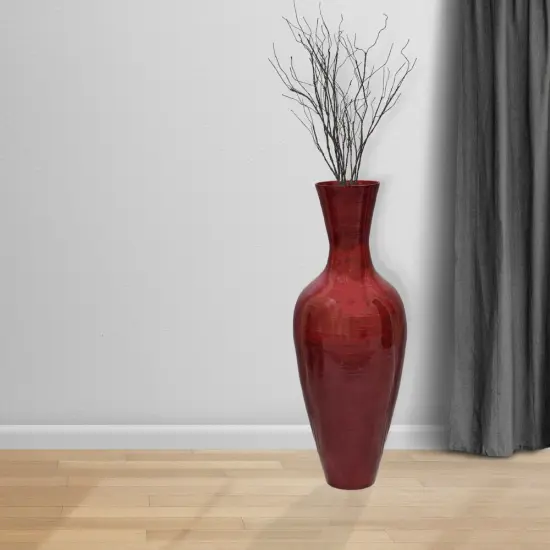 Uniquewise Tall Floor Vase, 37 Inch Bamboo Vase, Modern Vase for Dining, Living Room, Entryway, Large Flower Holder, Classic Floor Vase for Home Decor Red W Branches {2}