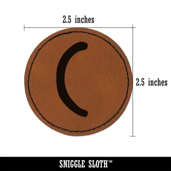 Letter C Uppercase Felt Marker Font Round Iron-On Engraved Faux Leather Patch Applique - 2.5" Brown {3}