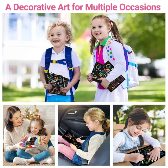 2 Pack Bulk Rainbow Magic Paper Supplies Toys for 3 4 5 6 7 8 9 10 Years Old Girls Kids Favors Gifts for Birthday Halloween Christmas Party Games Projects Kits {6}