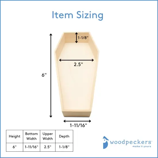 Deep Natural Wood Coffin Tray, Multiple Sizes, Halloween Wall Decor/Party | Woodpeckers {3}