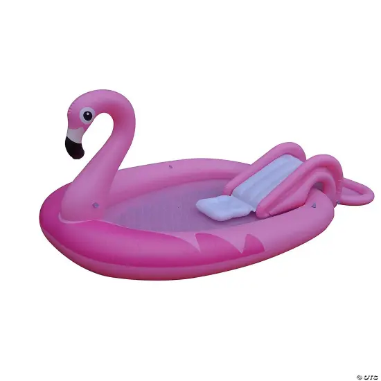 2 Pack: 83" Inflatable Pink Flamingo Kiddie Pool with Sprayer {3}