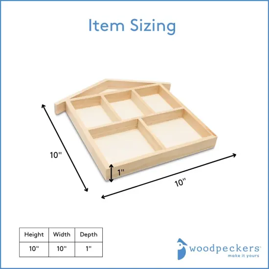 DIY House Shaped Shadow Box 10&rdquo;, Wooden Divided Serving Tray | Woodpeckers {3}