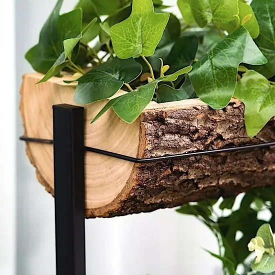 Black Brown 4 Tier METAL STAND Natural Wood PLANTER BOXES Party Home Decorations {3}