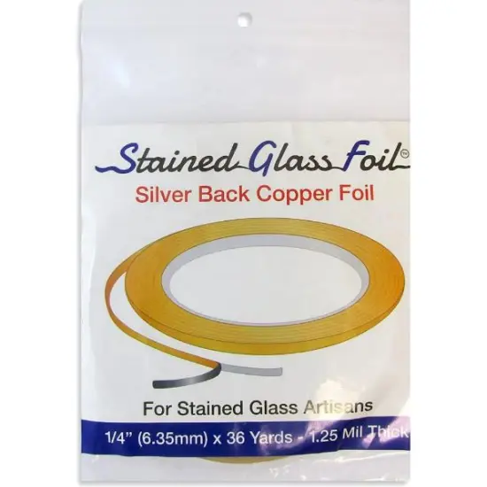 Stained Glass Foil Brand 1/4" Copper Foil - Silver Back - 1.25 Mil. Thick {1}