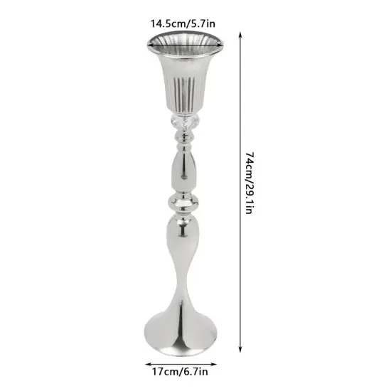 10 Pcs Silver Vase for Wedding Centerpieces, Metal Flower Trumpet Vase 74cm Tall {4}