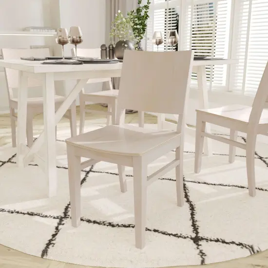 Emma and Oliver Spencer Set of 2 Dining Chairs with Curved Backrests and Solid Wood Constructions Antique White {3}