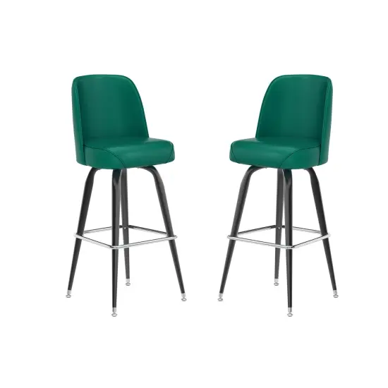 Emma and Oliver 2 Pack Metal Barstool with Swivel Bucket Seat Green {2}