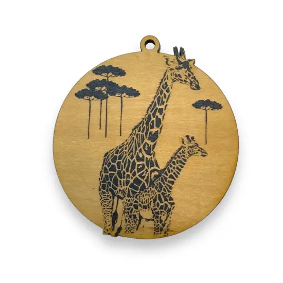 Ornament - Black - Giraffe and Baby {1}