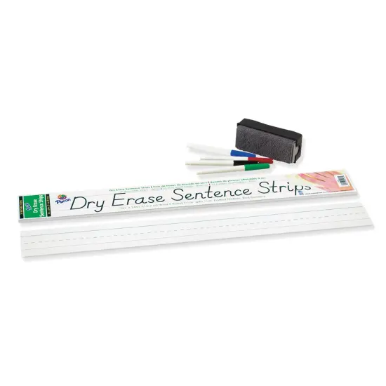 Dry Erase Sentence Strips, White, 1-1/2" X 3/4" Ruled, 3" x 24", 30 Per Pack, 3 Packs {2}