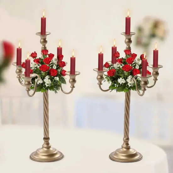 2Pcs Metal Candelabra Candle Holder Floral Stand Wedding Party Table Centerpiece {3}