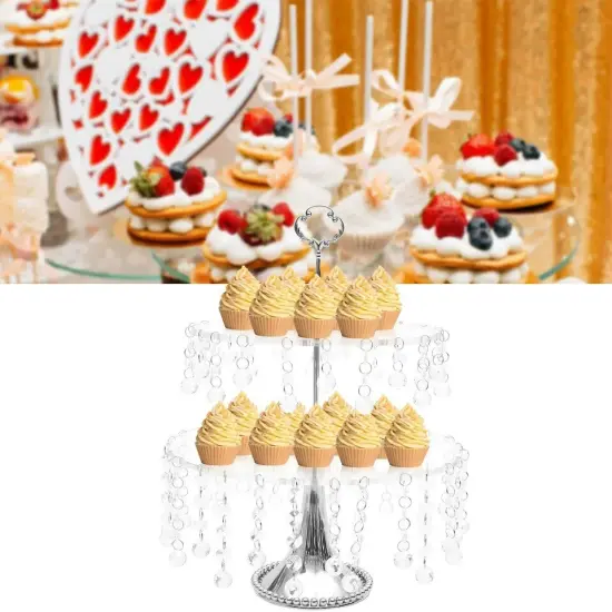 Cupcake Plates Holder Crystal Metal Wedding Party Dessert Stand Round 4 PCS {3}