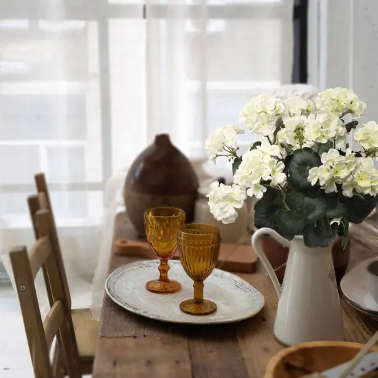 Elegant 18-Inch White Geranium Artificial Flower Bush - Premium 7-Stem Decorative Floral Arrangement with 20 Lush Leaves, Floral Home by Artificial Flowers {4}