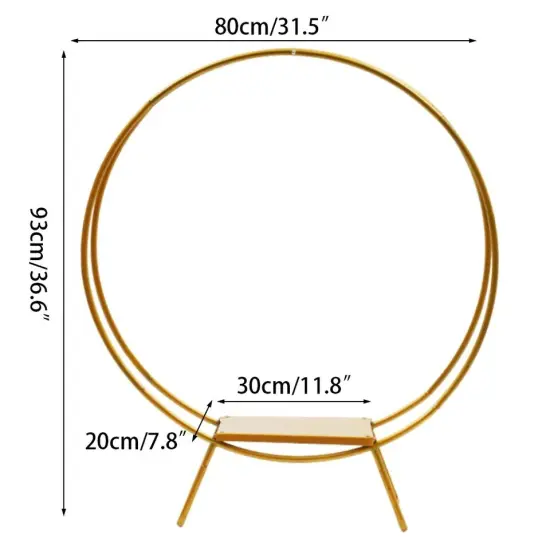 Wedding Cake Stand Golden Double Hoop Flower Rack Floral Hoop Arch Decor 80cm {3}