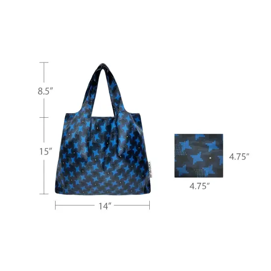Wrapables Medium Foldable Tote Nylon Reusable Grocery Bag (Set of 2), Ninja Stars {2}
