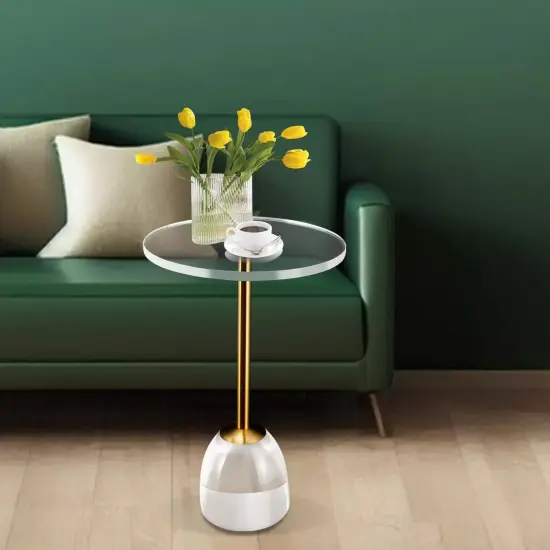 Acrylic End Table with Solid Base Simple Coffee Table Snack {3}