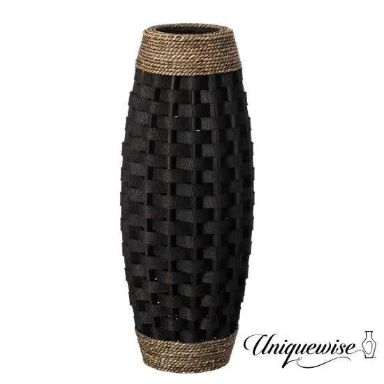 Rustic Tall Floor Vase - 24-inch Handcrafted Black Woven Vase, Decorative Accent for Home Decor, Living Room, and Entryway, Ideal for Displaying Flowers, Pampas Grass, and Dried Florals and Branches {1}