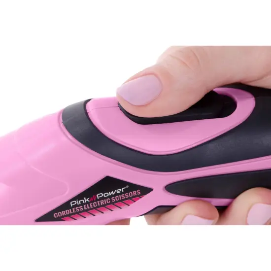 Pink Power 4V Pink Cordless Electric Rechargeable Fabric Scissors and Extra Battery Bundle {3}