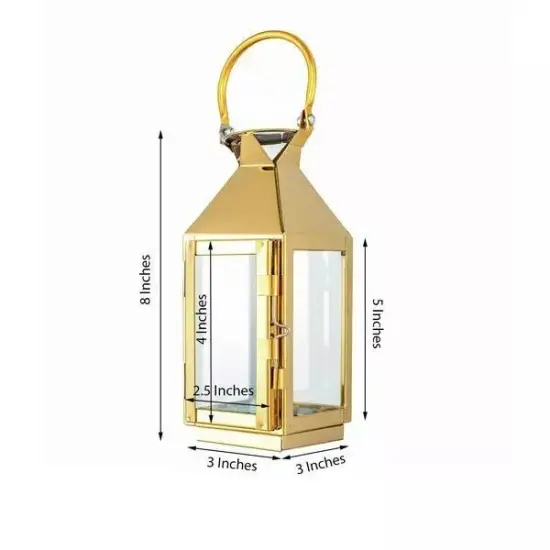 GOLD 8" tall Metal Lantern Candle Holder Party Wedding Home Events Centerpieces {4}