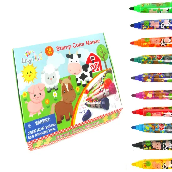 Farm Animals Barnyard Animals Stamp Marker Set - Set of 10 {2}