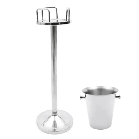 Stainless Steel Party Champagne Bucket Wine Beer Ice Cooler Bucket with Stand {1}