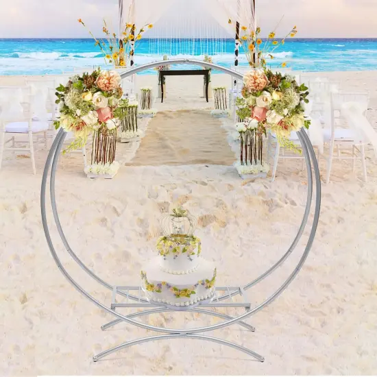 Round Cake Stand Flower Stand Floral Holder Wedding Decor Arch Decor Silver 77cm {1}