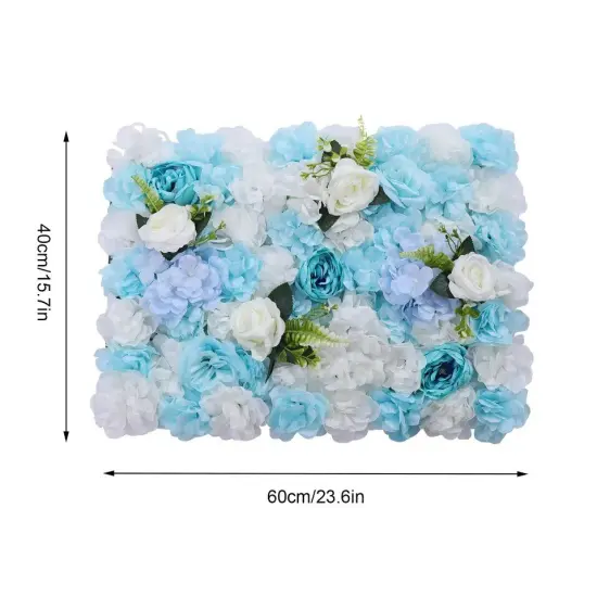 6 Pcs 24'' x 16'' Blue Artificial Flower Wall Panels Wedding Party Floral Decor {4}