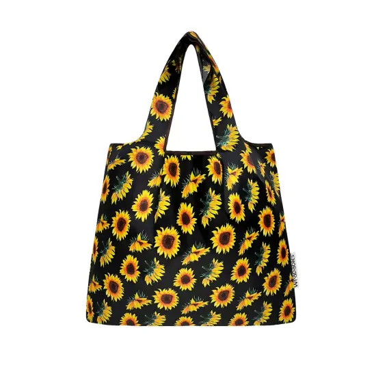 Wrapables Medium Foldable Tote Nylon Reusable Grocery Bag (Set of 2), Sunflowers {3}
