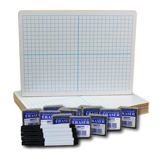 Dry Erase XY Axis/Dry Erase, Two-Sided, Pens & Erasers, 9" x 12", Class Pack of 12 {1}