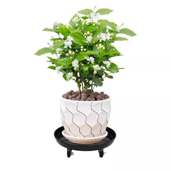 16" 3pcs Plant Stand Flower Tray Shelf Planter Cart Trolley with Lockable Wheels {1}