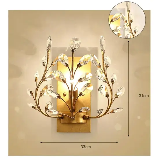 Luxury Crystal Wall Light Modern Gold Home Wall Sconce Lighting Fixture Bedroom {4}